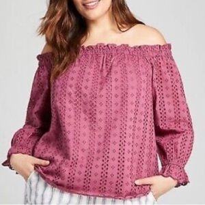 Lane Bryant off the shoulder eyelet blouse